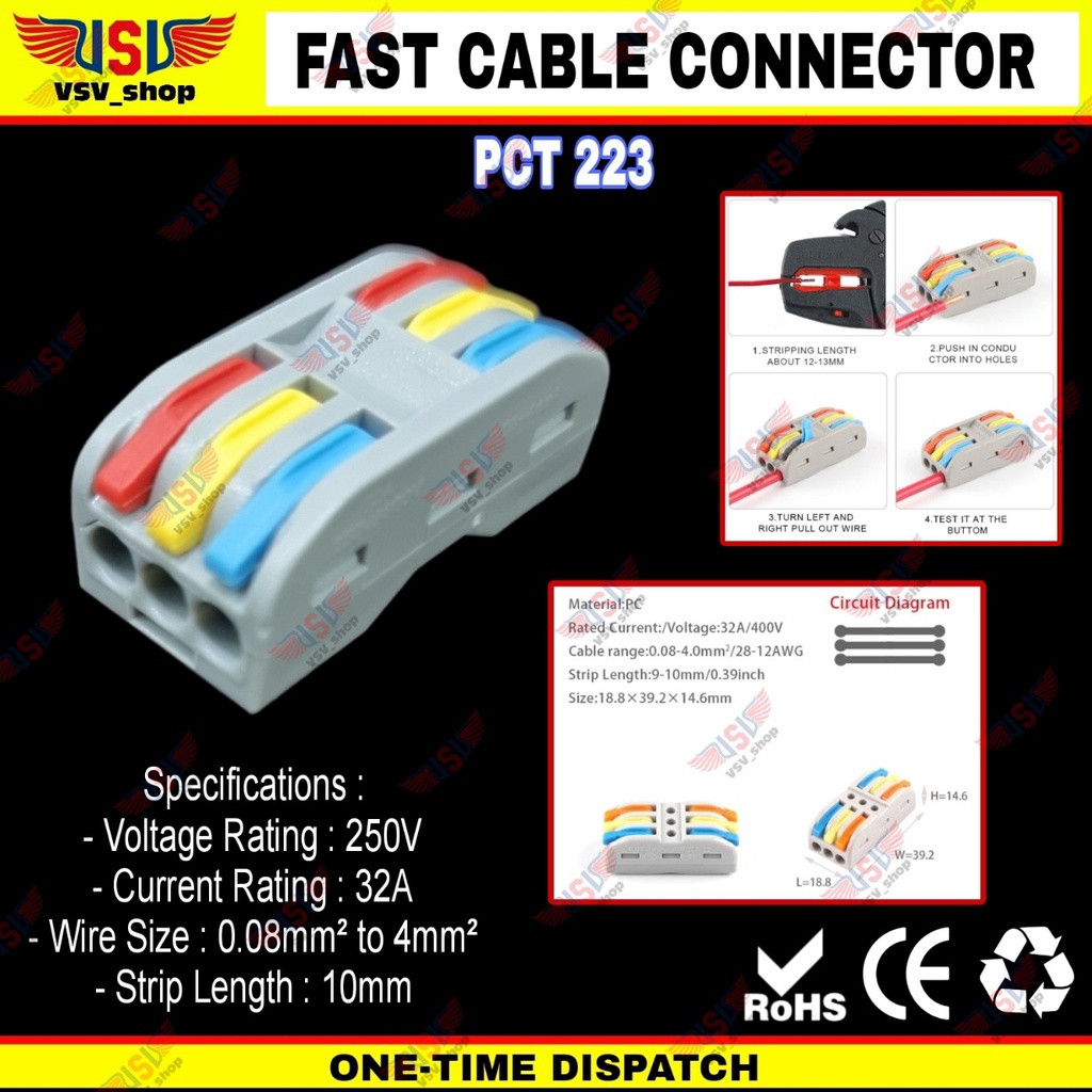 Terminal Konektor Kabel Sambung Cabang Quick Cable Connector 3to3 WARNA