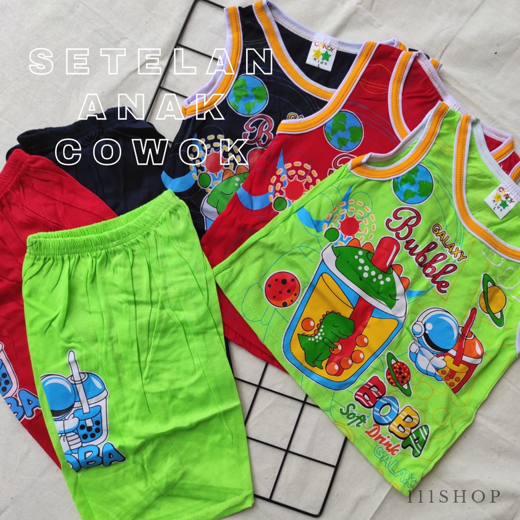 SETELAN BAJU ANAK SINGLET BERGAMBAR