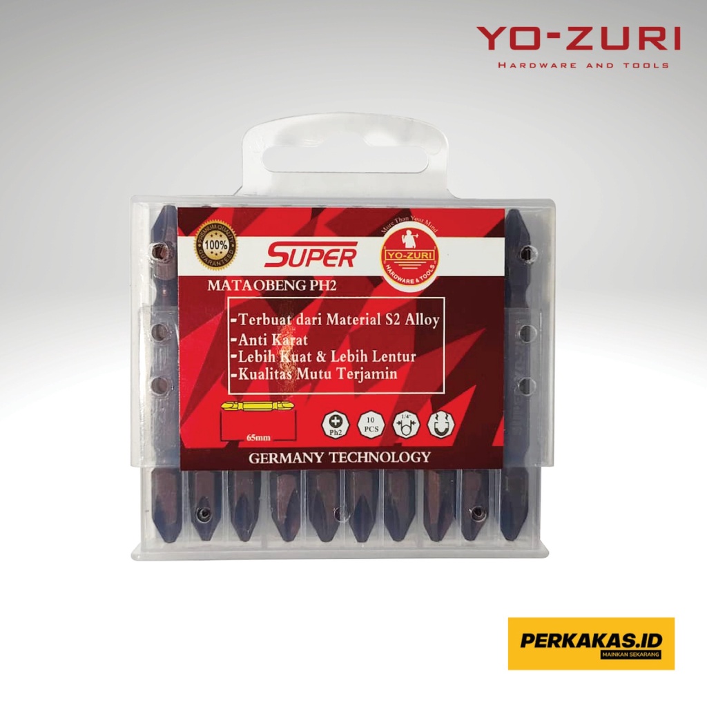 Mata Obeng Ketok Plus Magnet Merah PH2x65 Screwdriver YOZURI