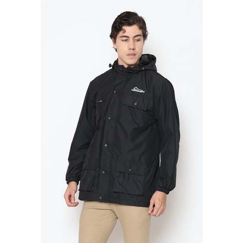 HEMMEH Jaket Parka Parasut Polos Hitam