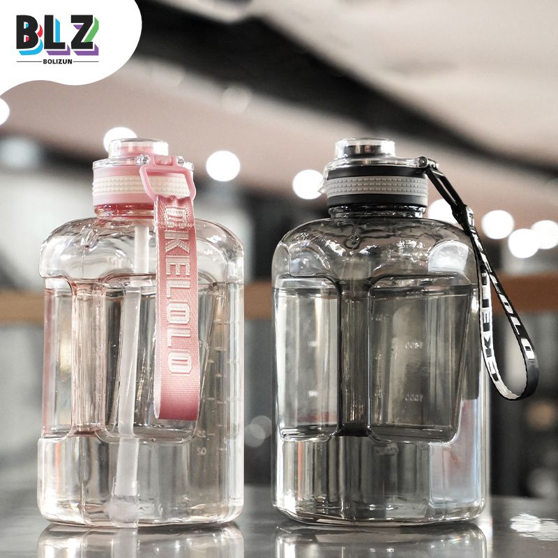 BOLIZUN Botol Minum Motivasi Jumbo Viral Kekinian Water Bottle 2,2 Liter with Handle F-4111 BPA Free