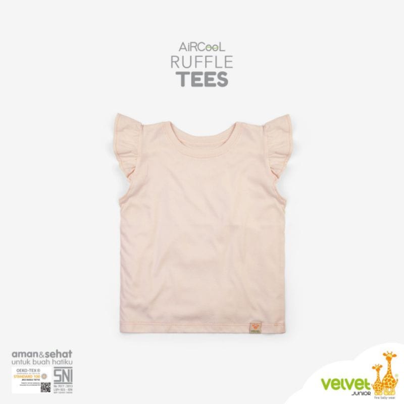 Velvet Junior Tshirt Ruffle - Baju Lengan Pendek Anak Perempuan (VLVT-TR) 3pcs