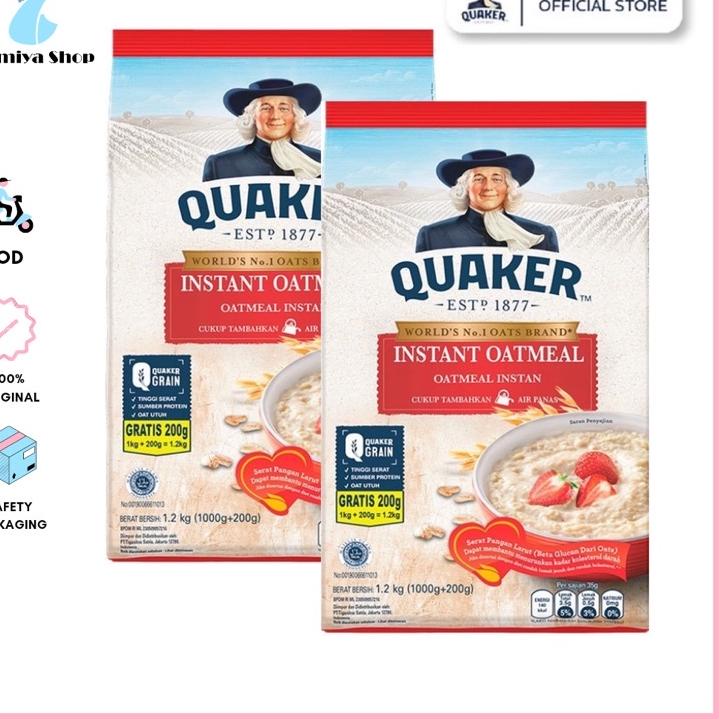 

➥ Quaker Instant Oatmeal 1200gr Merah 1.2 kg Exp 2024 ۞