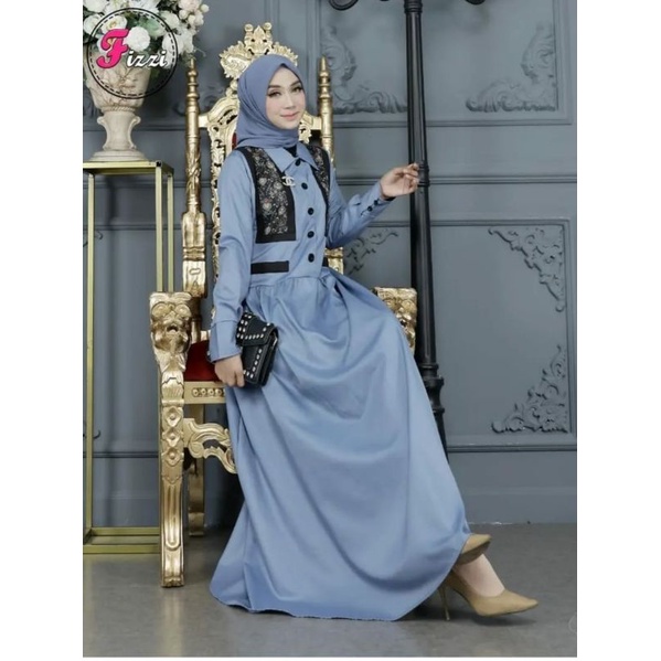 Gamis Fizzi original bahan toyobo mix motif batik || gamis terbaru || gamis kekinian || dress lebara