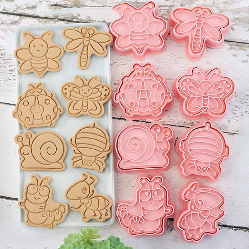 Mi.more 8Pcs / set Cetakan Kue / Biskuit Bentuk Kartun Hewan Hutan / Gajah / Singa / Lebah / Kupu-Kupu 3D Untuk Alat Dapur