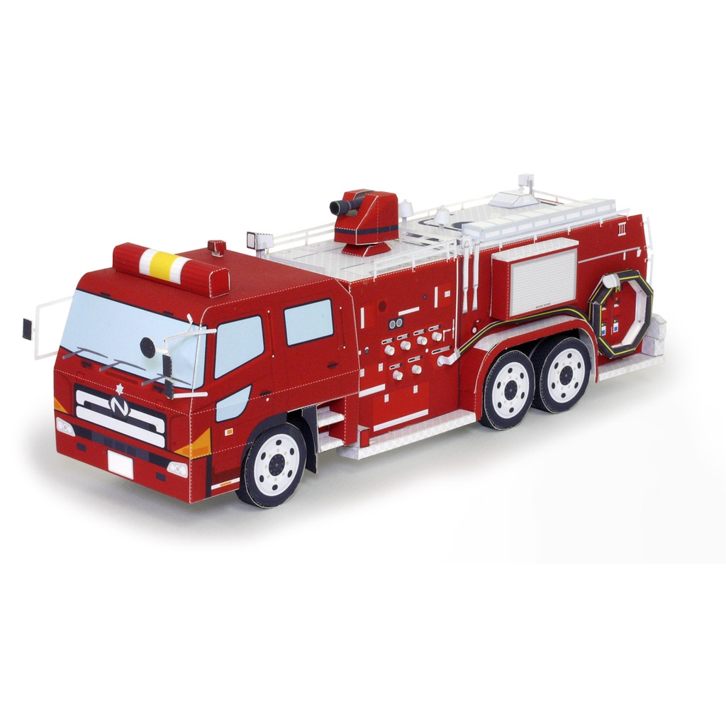 3D Papercraft Mobil Truk Pemadam Kebakaran Pola Kertas DIY
