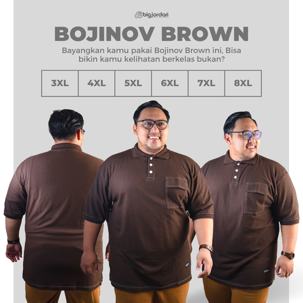 BIGJORDAN ID POLO SHIRT BOJINOV BROWN kaos kerah jumbo 5XL 6XL 7XL 8XL polo shirt big size XXXL XXXX