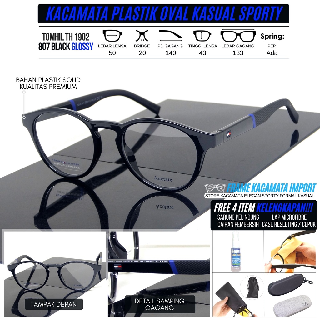 Frame Kacamata Sporty Bulat Plastik Premium Pria Wanita