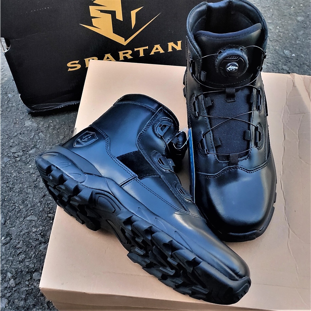 Sepatu PDH spartan midtrack  tali putar depan - oxford