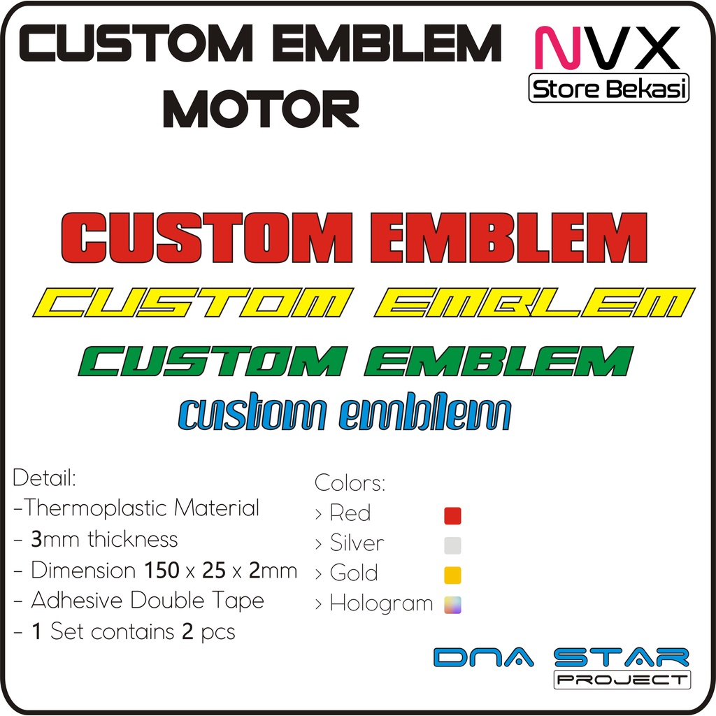EMBLEM NAMA CUSTOM CUSTOM EMBLEM MOTOR MOBIL BAHAN  AKRILIK MIROR DAN CUTTING STIKER GLOSSY BISA REQ