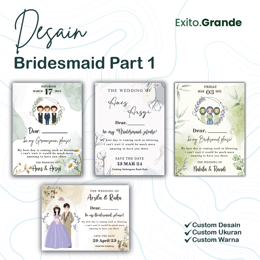

Stiker/Kartu Undangan Bridesmaid & Groomsman Pernikahan