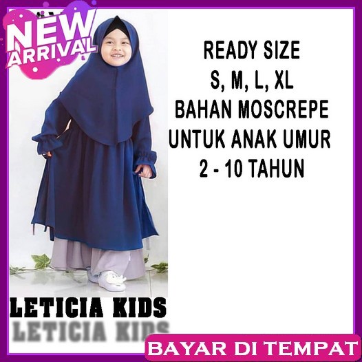 Gamis Anak Perempuan Cewek Dress Muslim Syari Baju Leticia Kids / Dress / Gamis Anak 2-10 Tahun /
