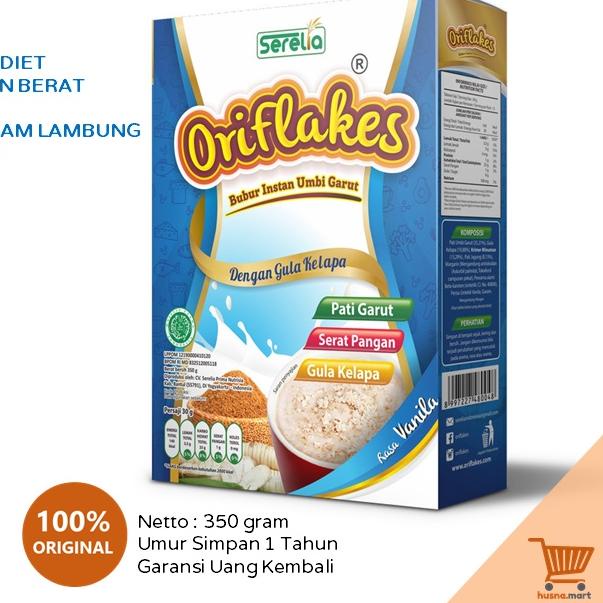 

☑ ORIFLAKES SLIM Diet Sereal Umbi Garut Penurun Berat Badan Asam Lambung Gerd Maag kemasan 350g ☺