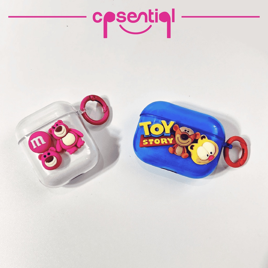 COD Case Airpods Gen 1/2 Gen 3 Pro Inpods 12 i12 3D Model Toy Story | Semi Transparan Biru Pink Cartoon Airpods Case with Free Round Hook| Protection Casing Premium | Soft case Silicone Premium dengan Gantungan Bulan