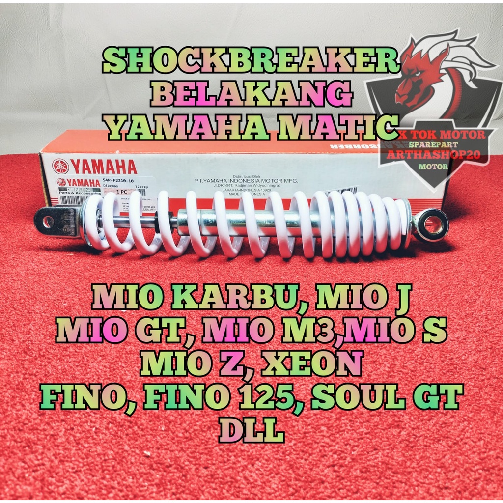 SHOCK BELAKANG 54P PUTIH ASLI ORIGINAL MOTOR YAMAHA MIO KARBU , MIO J , MIO GT , XEON , MIO M3 , SOU