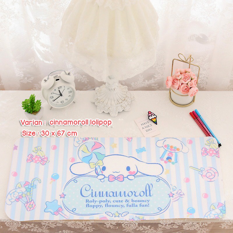 MOUSE PAD PANJANG UNTUK GAMING BAHAN PU WATERPROOF ANTI AIR MOTIF KARTUN SANRIO HELLO KITTY CINNAMOROLL LONG STYLE STUDENT DESK MAT PLACEMAT BISA UNTUK ALAS MEJA @banyak