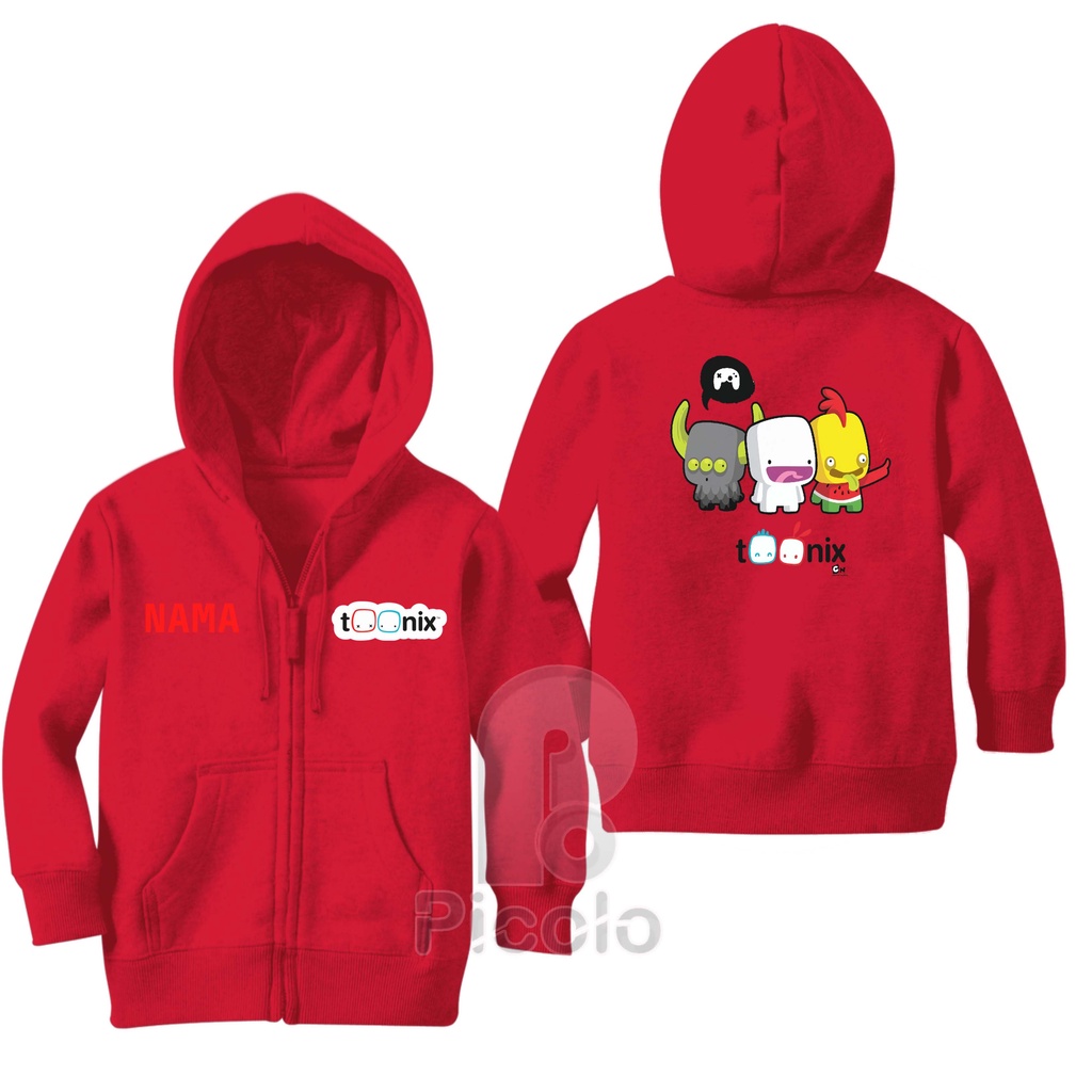 (FREE NAMA) SWEATER HOODIE ZIPPER ANAK MOTIF KARTUN/GAME TOONIX UNISEX