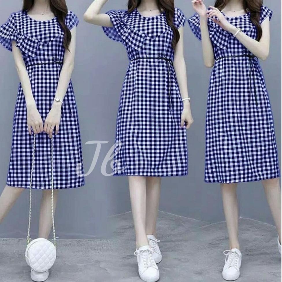 FWG - DRES AULIA KOTAK / DRESS WANITA / DRESS KOTAK TANGAN VARIASI / MINI DRESS / DRESS CANTIK KOREA