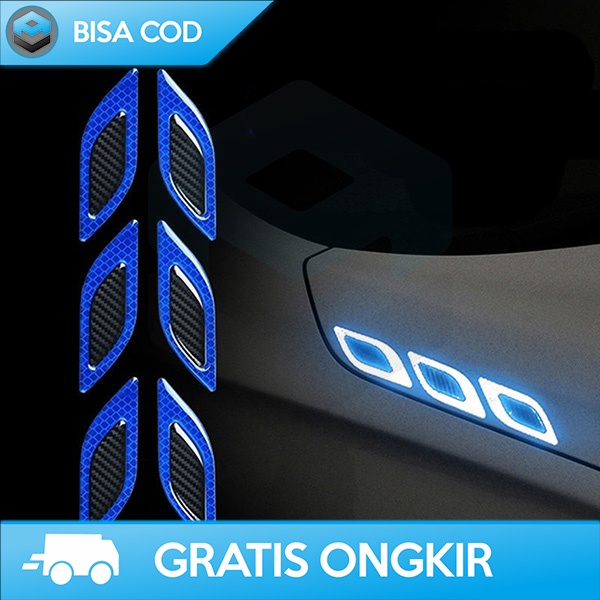 STICKER REFLEKTOR MOBIL DEKORASI EKSTERIOR MOBIL NYALA CARBON FIBER