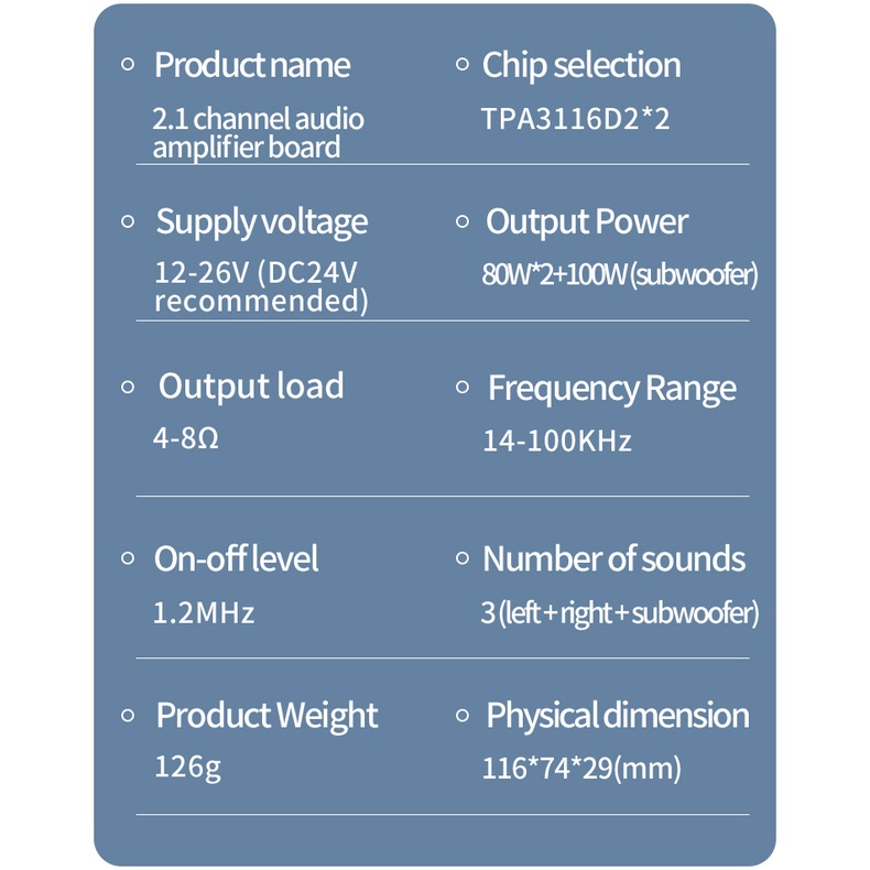 【XH-M573】 Daya tinggi 2.1 saluran 【TPA3116D2】 papan penguat daya digital 80W + 80W + 100W