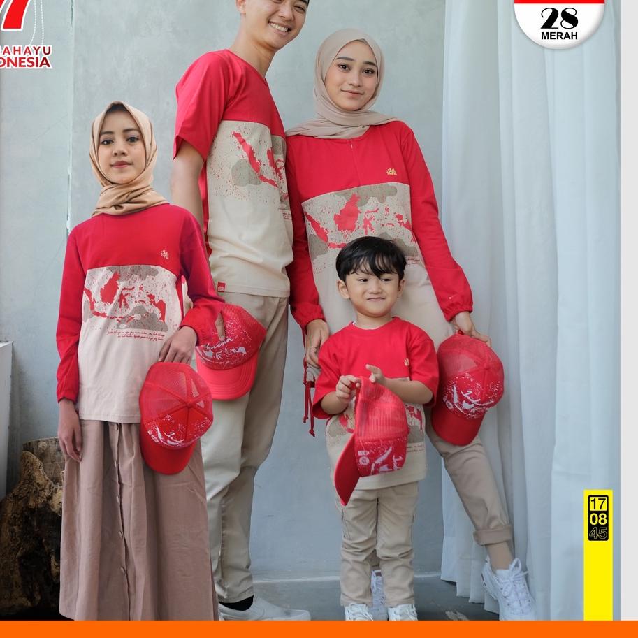 ❊ Kaos Merah Putih Couple Edisi 17 Agustus Baju Couple Keluarga SM28 Merah Coksu ✾