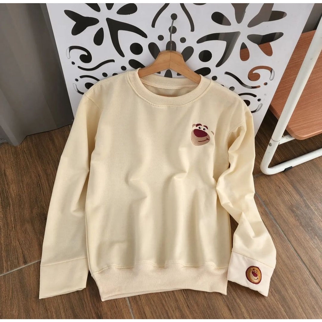 LATSO BEAR BASIC SWEATER OBLONG CREWNECK WANITA BLOUSE ATASAN ALA KOREAN FASHION KASUAL GAYA SANTAI