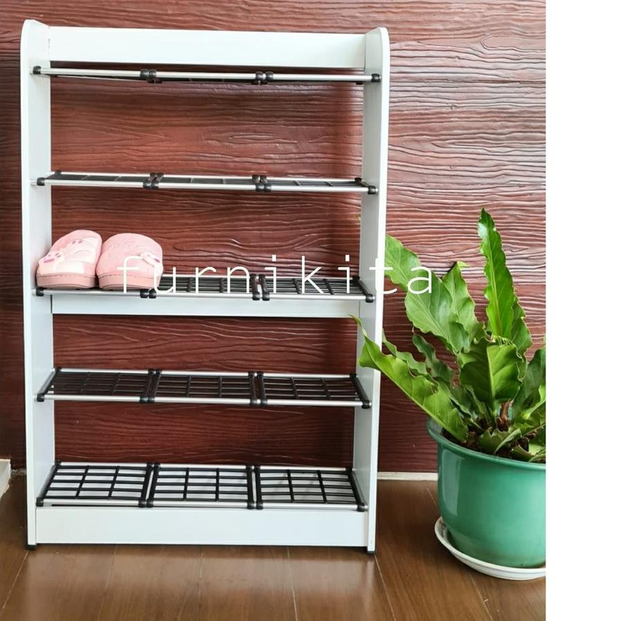 ☄ RAK SEPATU KAYU 15 PASANG MINIMALIS SUSUN 5 ♛