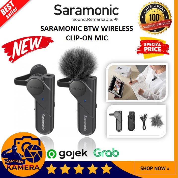 SARAMONIC SR-BTW Wireless Lavalier Microphone - Mic Clip On Bluetooth