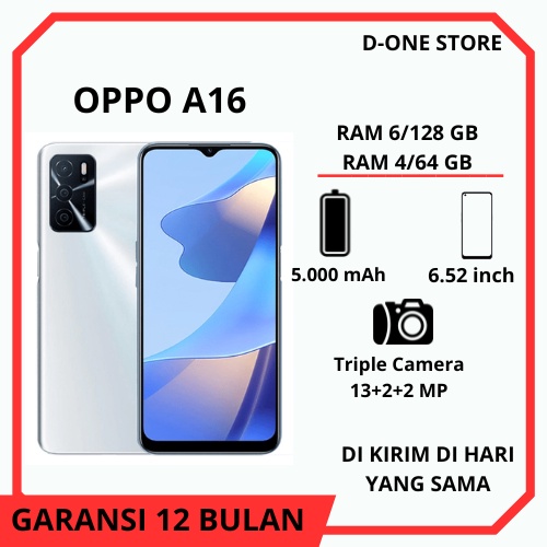 OPPO A16 RAM 4/64GB 6/128GB FULLSET GARANSI 1 THN