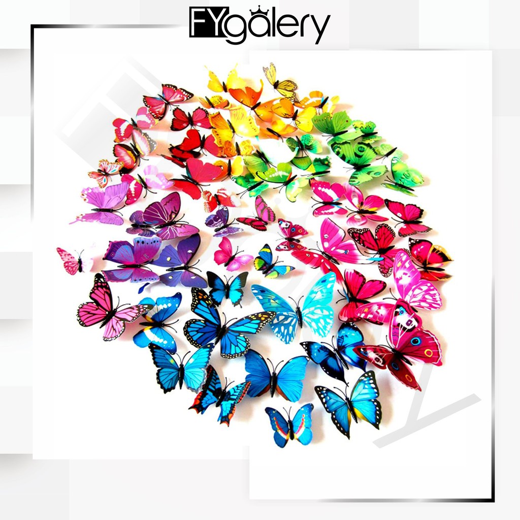 FYGALERY HL0012 Stiker Dinding Kupu Kupu 3D Isi 12 Wall Sticker Butterfly Dekorasi Hiasan Rumah