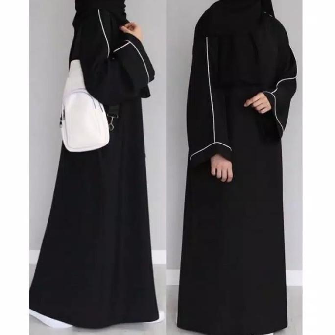 Abaya Gamis Arab Hitam Lis Elegant