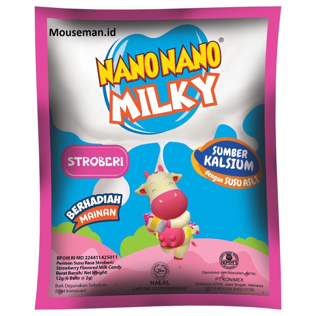 

NANO NANO MILKY Rasa STRAWBERRY Permen Susu Milk Candy 12gr