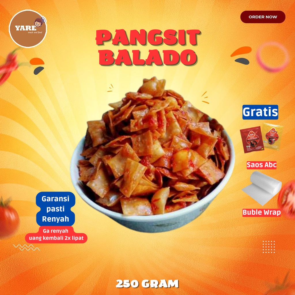 

Keripik Kerupuk Pangsit YARE Balado Makanan Ringan 250gram