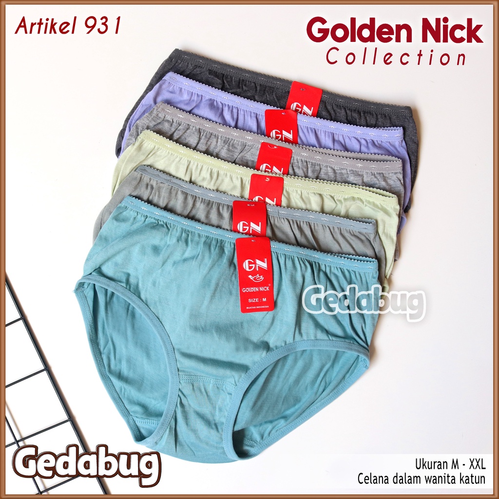 6 Pcs - CD Wanita Golden Nick 931 Cutting Midi | Celana dalam wanita dewasa Bassic Cantik | Gedabug