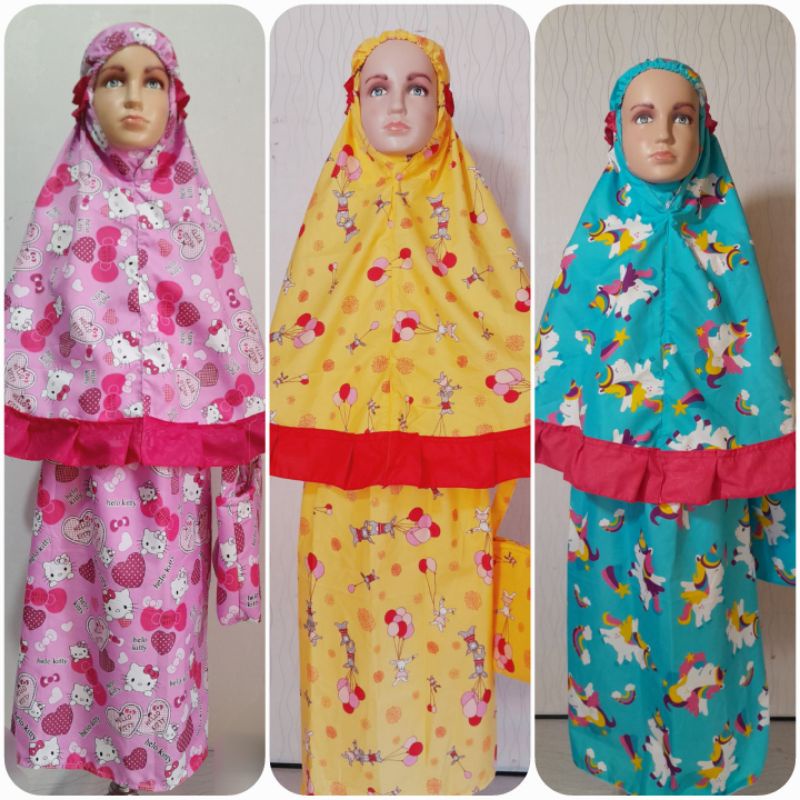 mukena mukenah anak karakter dan polos umur 2, 3, 4, tahun