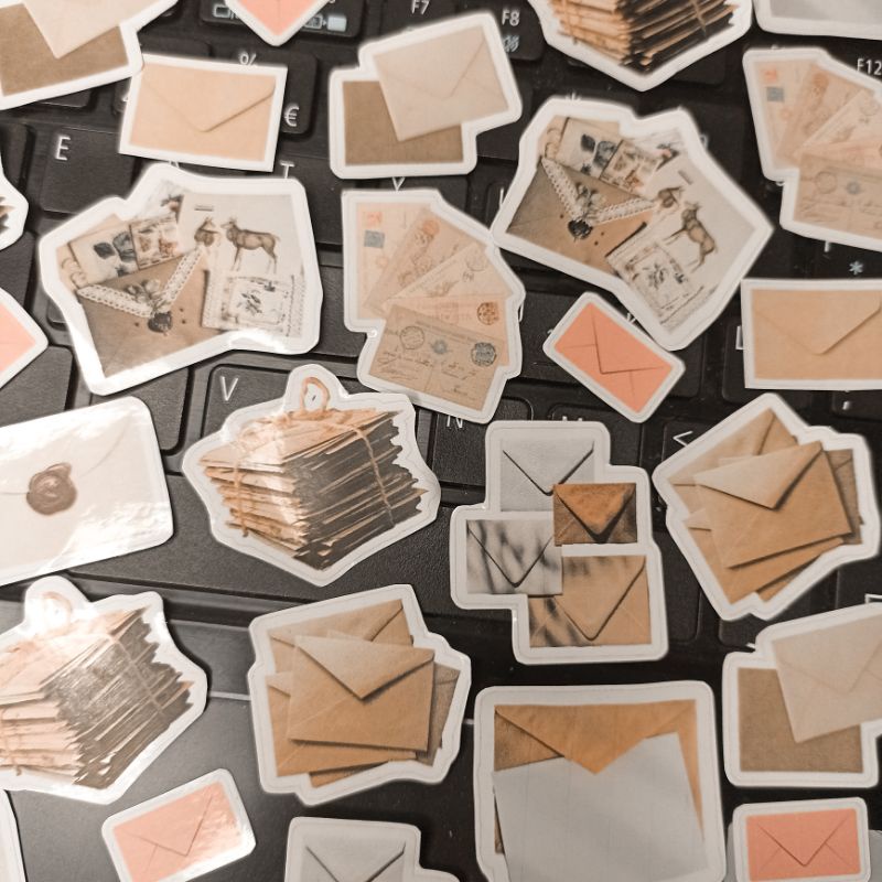 

15pcs Sticker Aesthetic Envelope Retro Vintage Die Cut Stiker Estetik Scrapbook Kado Gift
