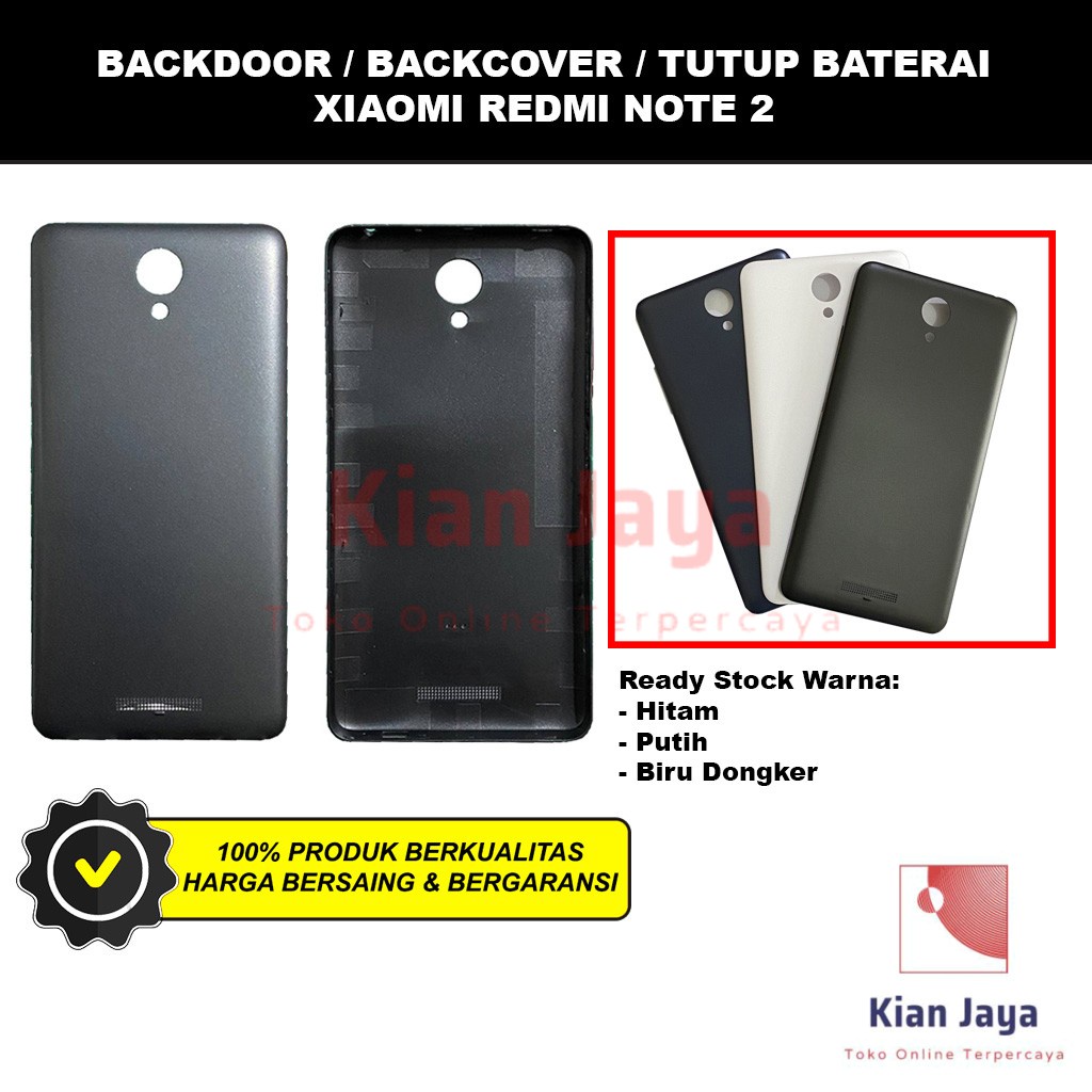 Backdoor Xiaomi Redmi Note 2 Back Cover Tutup Belakang Baterai Cassing Casing Backcase Original