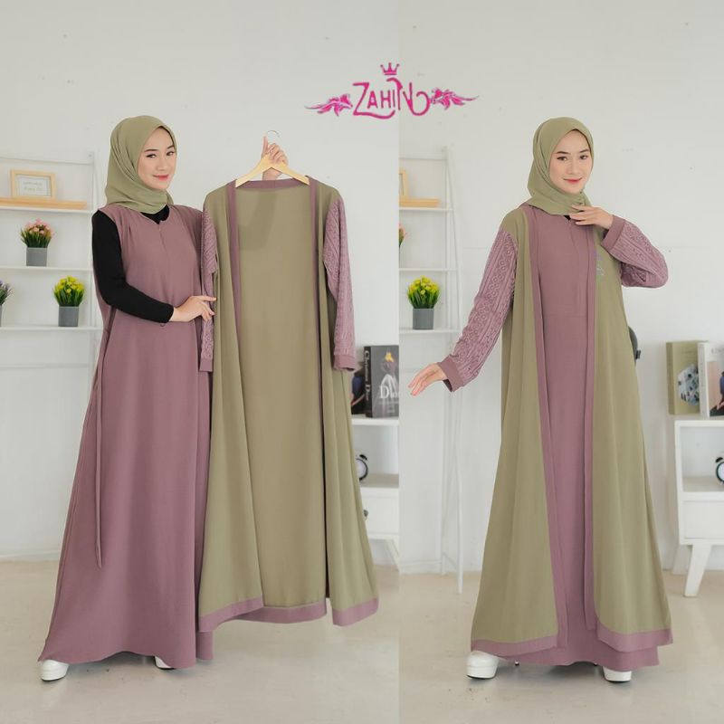 BIG SALE HAURA DRESS SET CARDI BROKAT ORI ZAHIN//INER OUTER BROKAT BEST SELLER