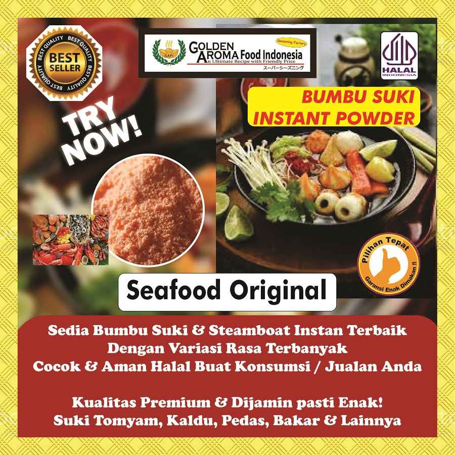 

BUMBU SUKI INSTAN Seafood 1Kg Steamboat Shabu Hotpot Rasa Seafood Kiloan 1 Kg Halal Sabu Kuah Soup Original Stemboat Steambot Steamboot Sukiyaki Grill Bakar Instant Gafi Seasoning Powder Murah Enak Terbaik Premium Promo bukan Bamboe