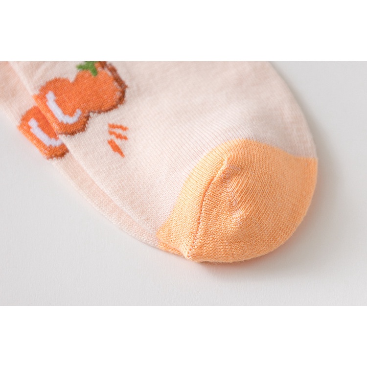 T&amp;Y Kaos Kaki Wanita Mata Kaki Motif Buah Strawberry Orange 6585 Kaos Kaki Pendek Fashion Korean Unisex Semata Kaki Oren Peach Putih Socks Import Ankle Socks Korean Model Simple Cute