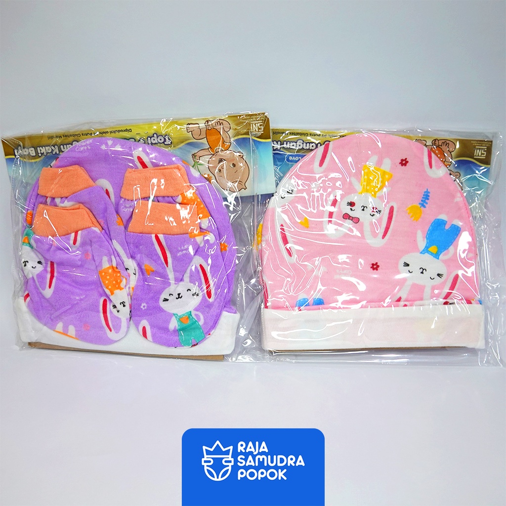 Topi Bayi + Sarung Tangan Kaki Baby New Born Boy &amp; girl