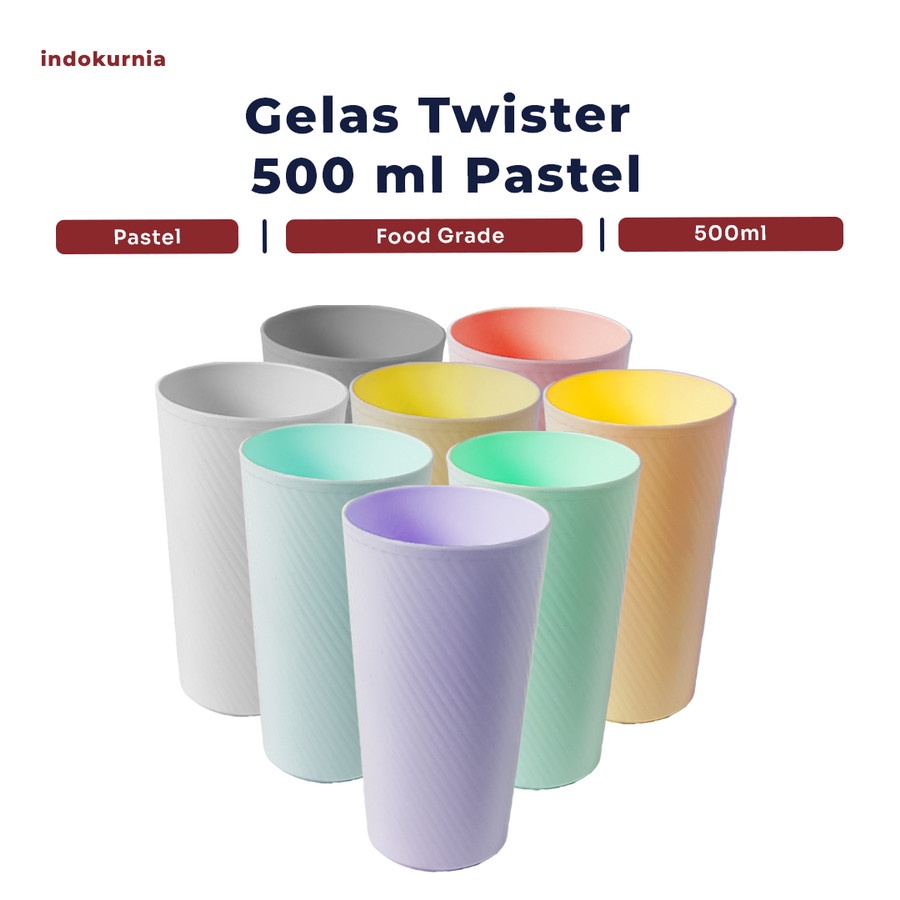 IK - GELAS PLASTIK MINUM TWISTER 500 ML PASTEL MACARON TERMURAH