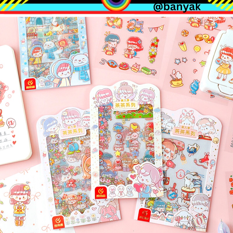 ISI 4 LEMBAR MANDOU ANIME GIRL KARTUN SERIES CUTTING STICKER DECORATIVE PACK STIKER DEKORASI JOURNAL LUCU PET TRANSPARANT UNTUK HIAS SCRAPBOOK BUKU DIARY HP HOBI JOURNALING DLL @banyak