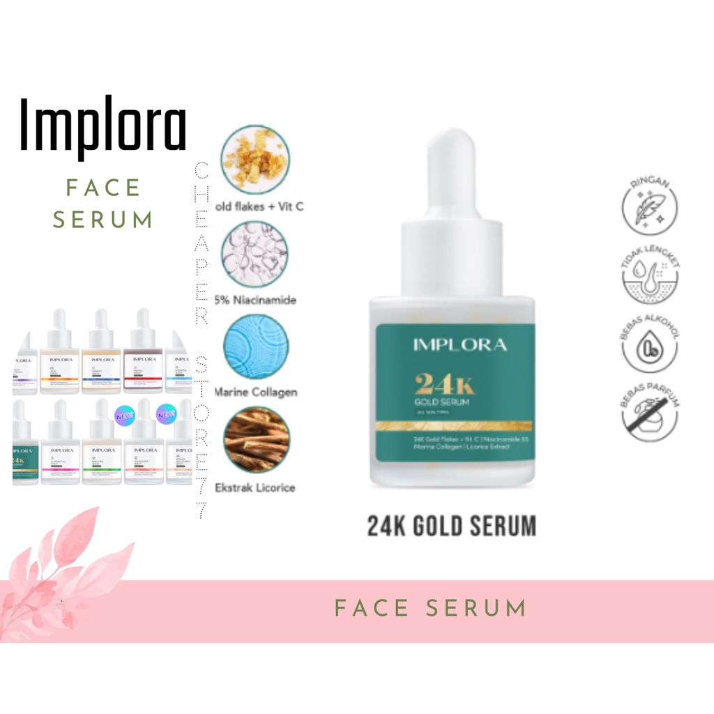 IMPLORA - FACE ACNE SERUM - LUMINOUS BRIGHTENING SERUM - MIDNIGHT SERUM - PEELING SERUM - HYDRATING SERUM 20 ml