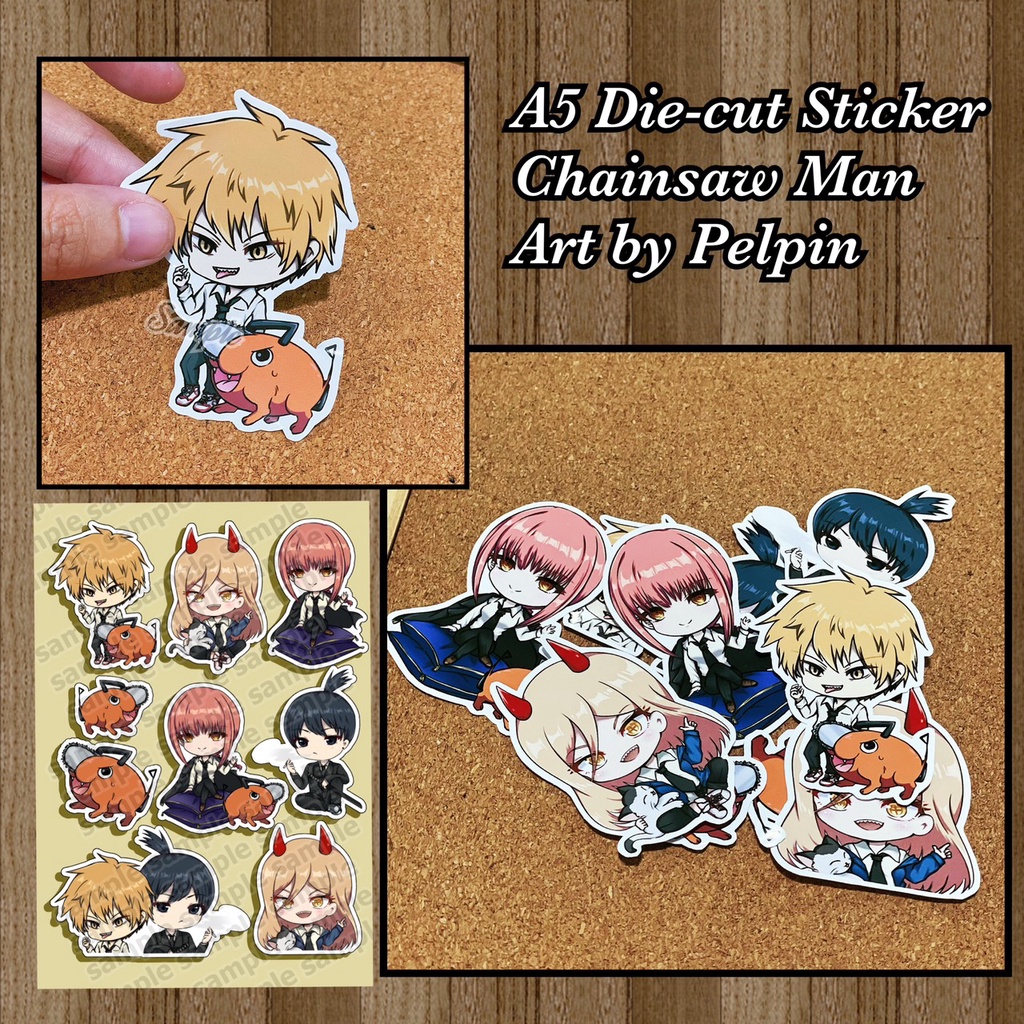 Sticker stiker set die cut chainsaw man chainsawman aki denji makima power set laminasi waterproof