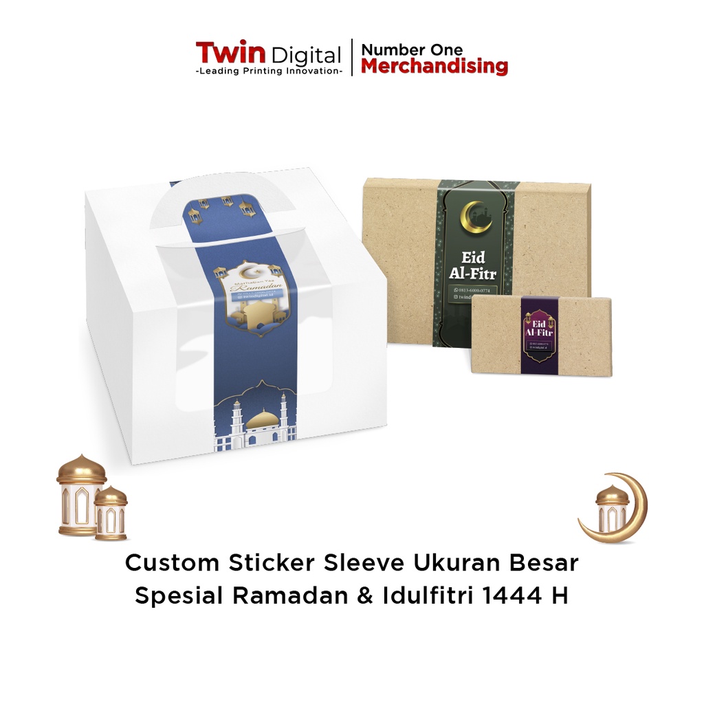 Twindigital Custom Sticker Sleeve Ukuran Besar Segel Box Kue Kering Lebaran - Cetak Stiker Label Top