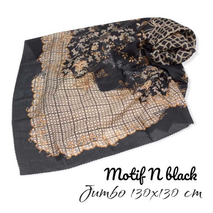 elzata hijab hijab segi empat Kerudung Jumbo Jilbab Syar'i Segiempat Katun Voal Motif - Hijab Seas -