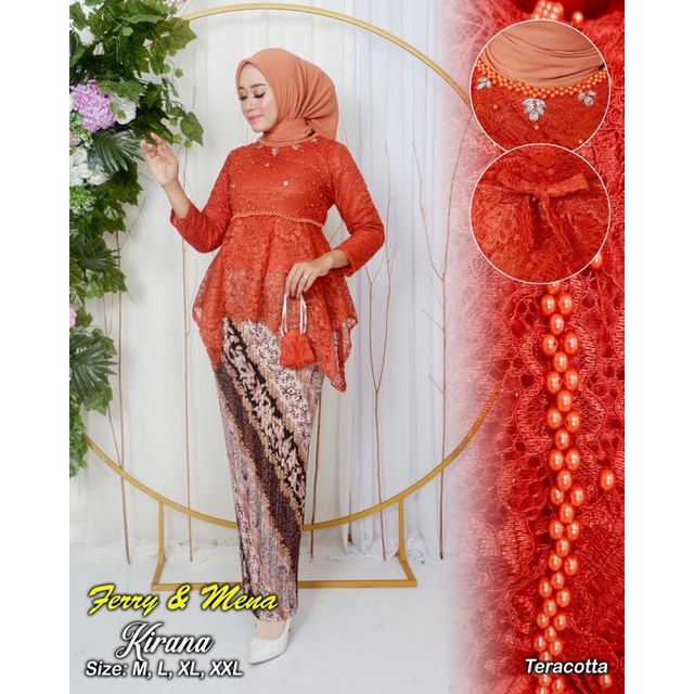 Permata Olshop / Setelan Blouse Kirana Brukat Payet Modern / Kebaya Wisuda / Kebaya Pesta Mewah / Kebaya Brukat / Kebaya Remaja / Kebaya Payet