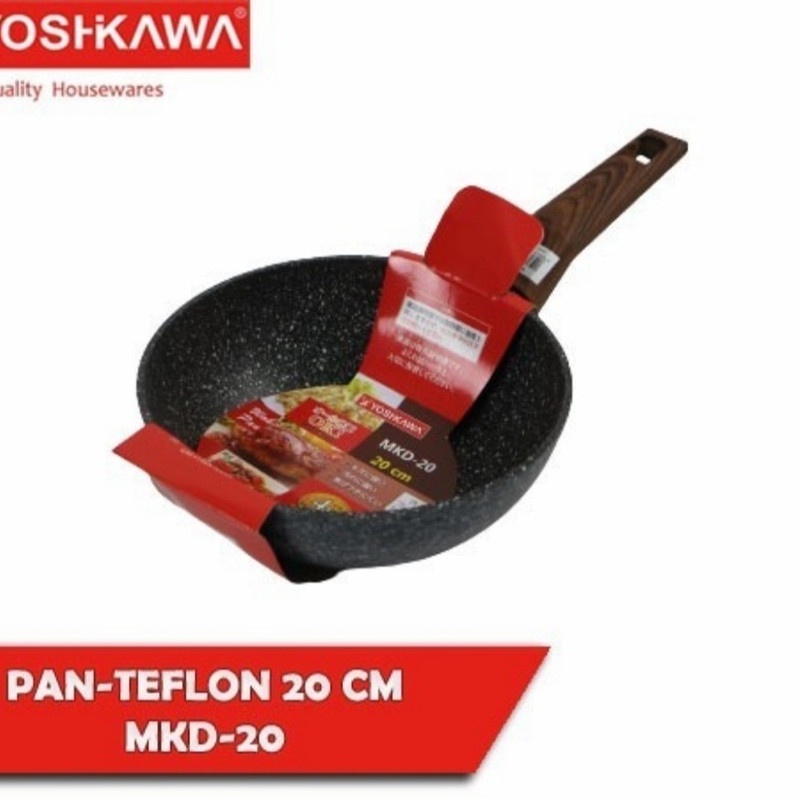 Fry Pan Marble Pan Teflon Dalam Panci Wajan Kemarik Gagang Kayu - 20CM MKD-20 YOSHIKAWA