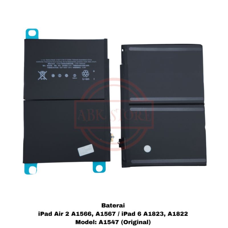BATERAI BATTERY I PAD AIR 2 A1566 A1567 / IPADD 6 A1823 A1822 MODEL:A1547